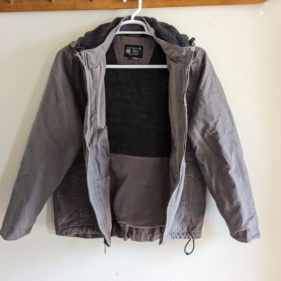 Carhartt Ladies Full Swing Loose Fit Washed Duck Sherpa Lined Jacket - L (12-14) - Picture 2 of 9